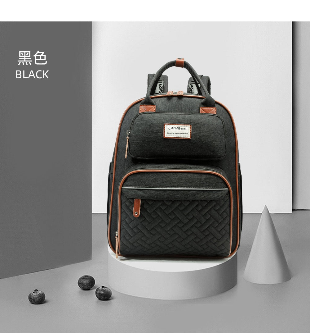 Black Baby Nappy Diaper Backpack, Foldable Stroller Bag  USB Changing Bags Mosquito Net 4122 GALAXY BAGS