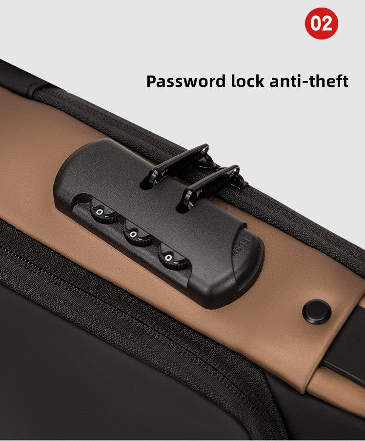 Men's Sleek Anti-theft PU Leather Crossbody Bag - USB Charging, Stylish Print & Zip Closure 4109 Galaxy Bags