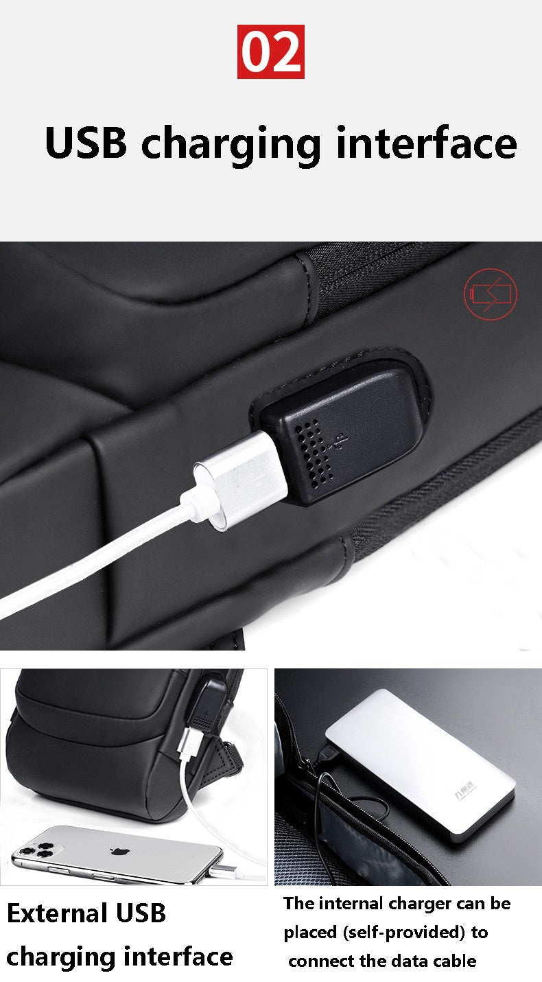 Men's Sleek Anti-theft PU Leather Crossbody Bag - USB Charging, Stylish Print & Zip Closure 4109 Galaxy Bags