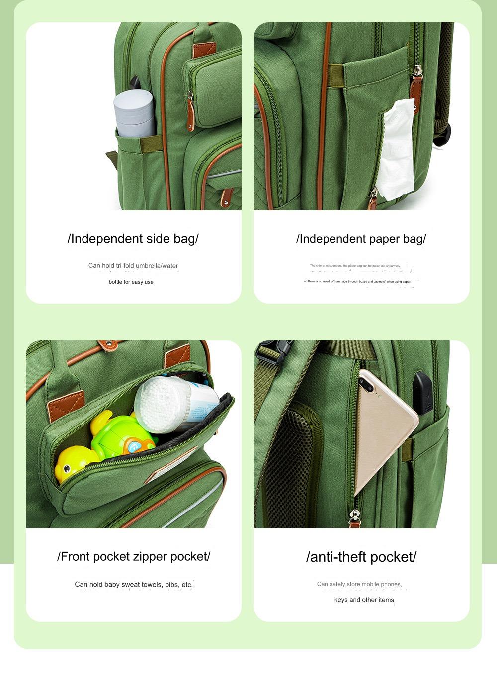 Blue Baby Nappy Diaper Backpack, Foldable Stroller Bag  USB Changing Bags Mosquito Net 4122 GALAXY BAGS