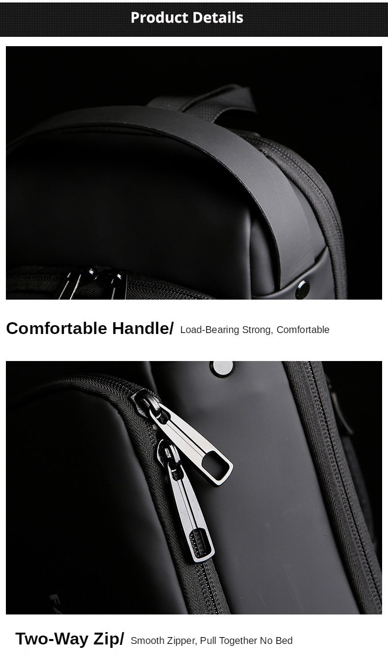 Men's Sleek Anti-theft PU Leather Crossbody Bag - USB Charging, Stylish Print & Zip Closure 4109 Galaxy Bags