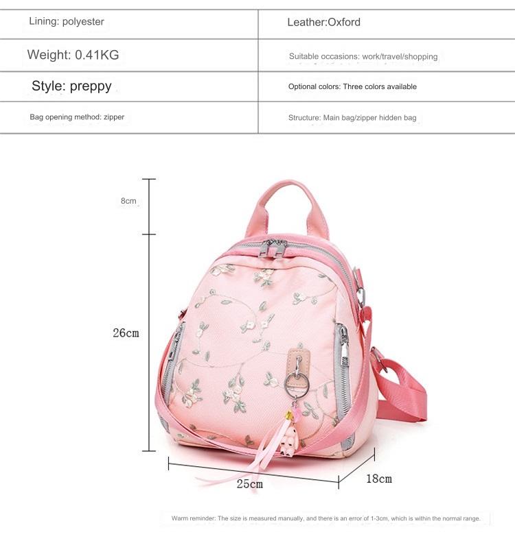Blue Women's Backpack 2024 Exquisite Embroidery Multifunctional Bag 10W11 GALAXY BAGS