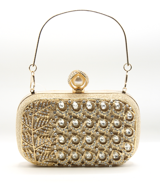 Golden Latest Stylo Bridal Clutch For Women 5002 GALAXY BAGS