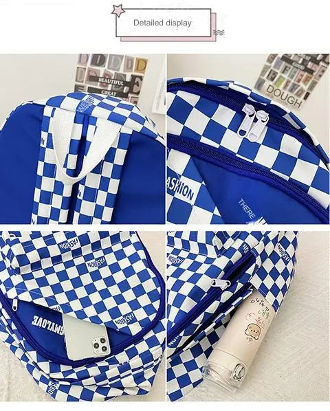 Men Colorblock Plaid Nylon Backpack 1228 GALAXY BAGS