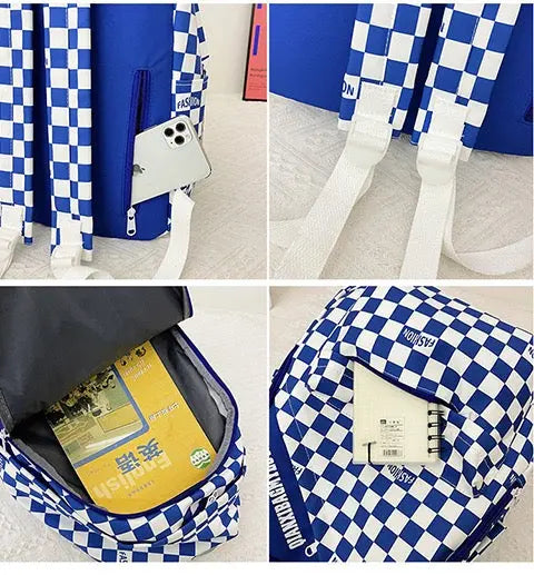 Men Colorblock Plaid Nylon Backpack 1228 GALAXY BAGS