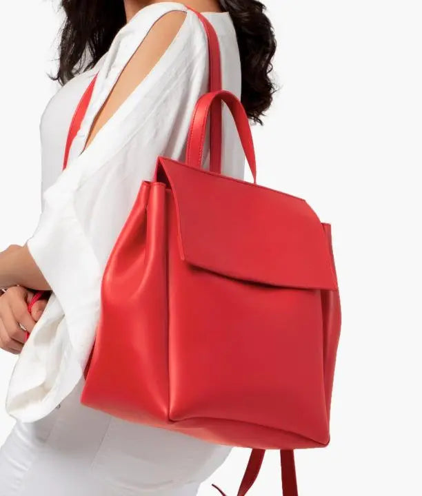 Red Women Leather Backpacks 557 GALAXY BAGS