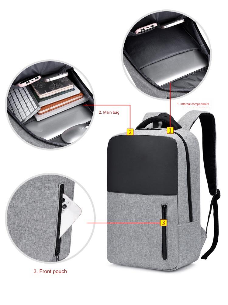 Grey Simple School College Bag 4245 GALAXY BAGS