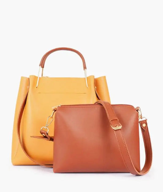 Yellow 2 in 1 Ladies Tote Bag 8850-12 GALAXY BAGS