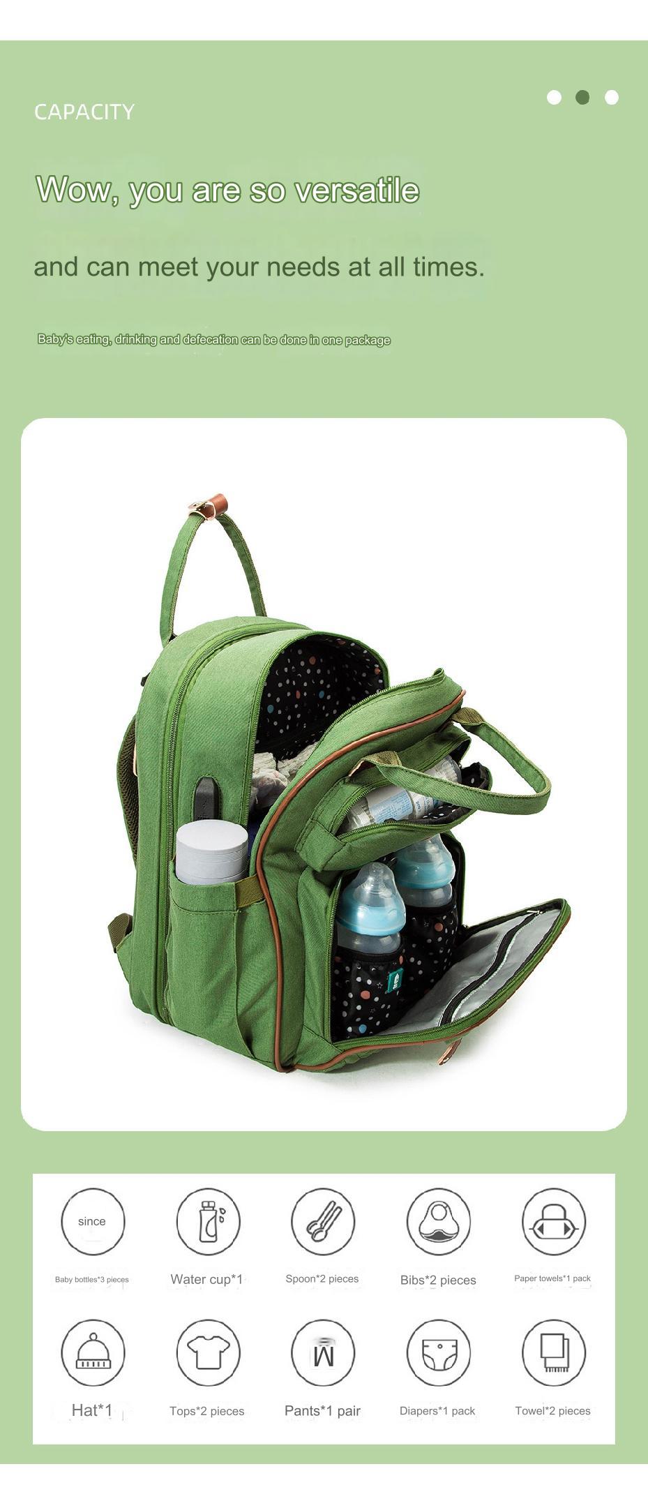 Black Baby Nappy Diaper Backpack, Foldable Stroller Bag  USB Changing Bags Mosquito Net 4122 GALAXY BAGS