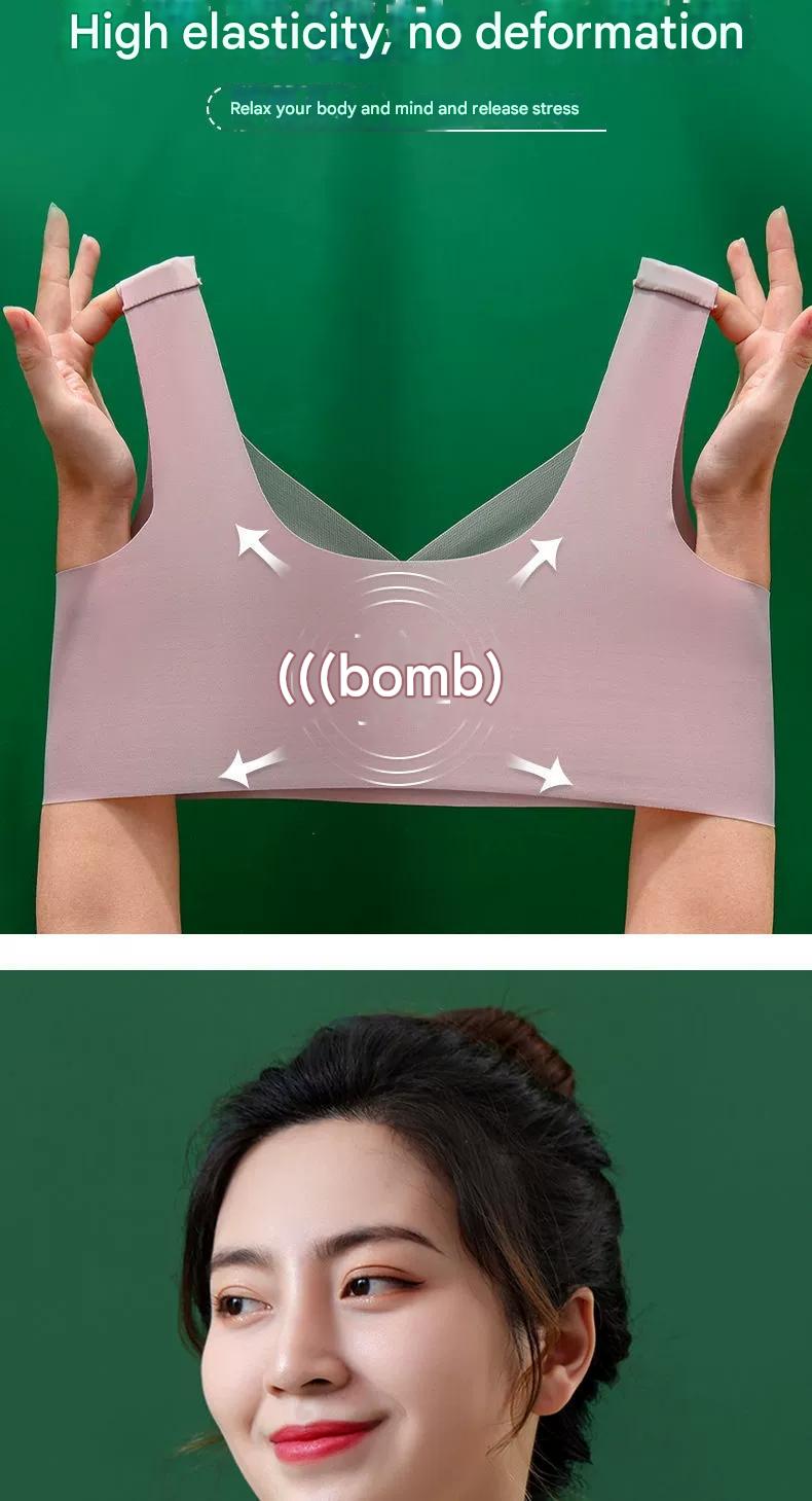 Cross-border plus-size ice silk seamless sports bra women's underwear gathers anti-sagging and retracts the accessory breasts sexy bandeau bra BD07