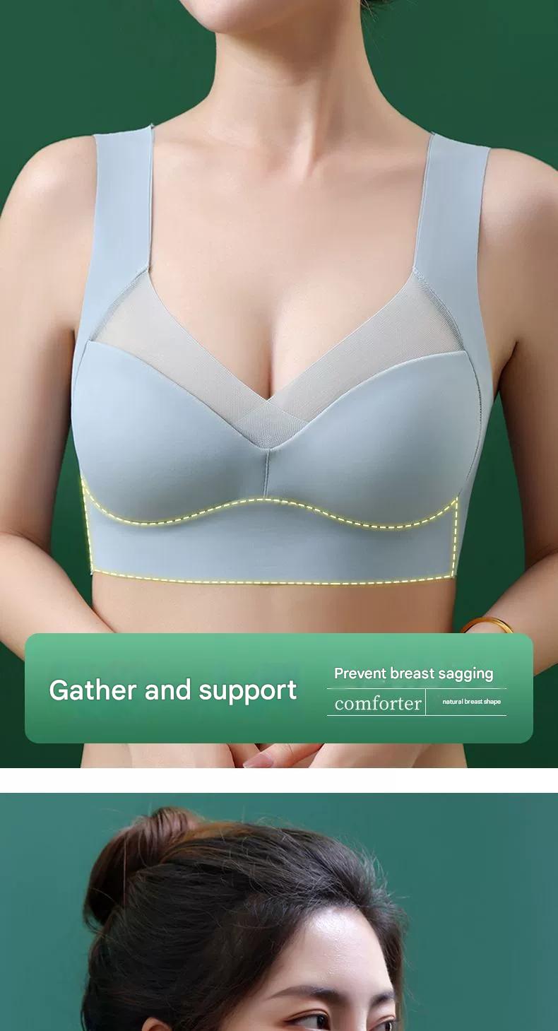 Cross-border plus-size ice silk seamless sports bra women's underwear gathers anti-sagging and retracts the accessory breasts sexy bandeau bra BD07