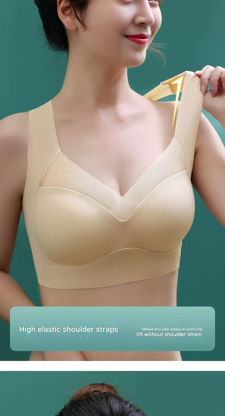 Cross-border plus-size ice silk seamless sports bra women's underwear gathers anti-sagging and retracts the accessory breasts sexy bandeau bra BD07
